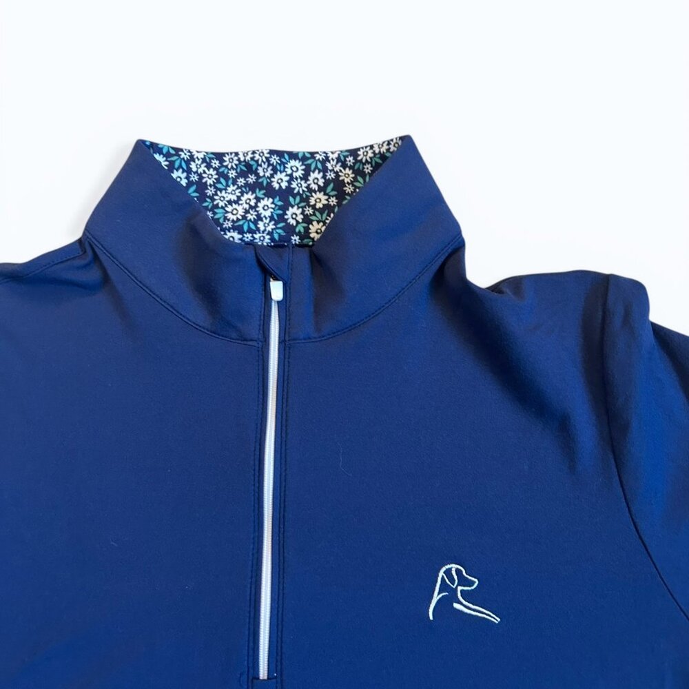 Rhoback Quarter Zip Pullover Medium Blue Floral Collar  Women's Size Medium - Picture 3 of 8